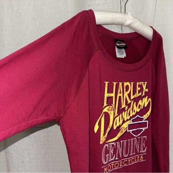 Harley Davidson XXL Burgundy Gold Blue French Terry Cloth Sweatshirt - Picture 5 of 13